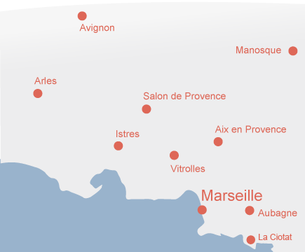 Zone intervention Sauvat Verre, Marseille, Aix en Provence, Aubagne, Istres, Vitrolles, Manosque, Avignon, Arles